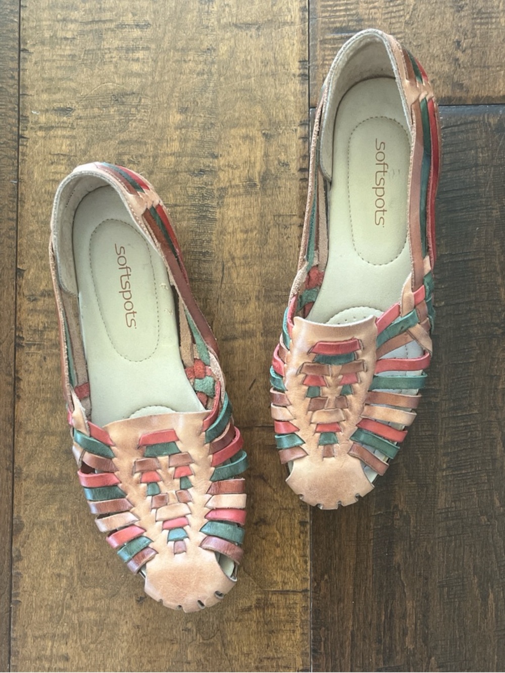 Softspots Women's Trinidad multicolored woven leather sandals sz 7